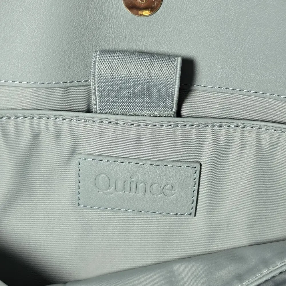 Quince Italian Leather Classic Tote Bag Dusty Blue NWT Laptop Work Shoulder Bag